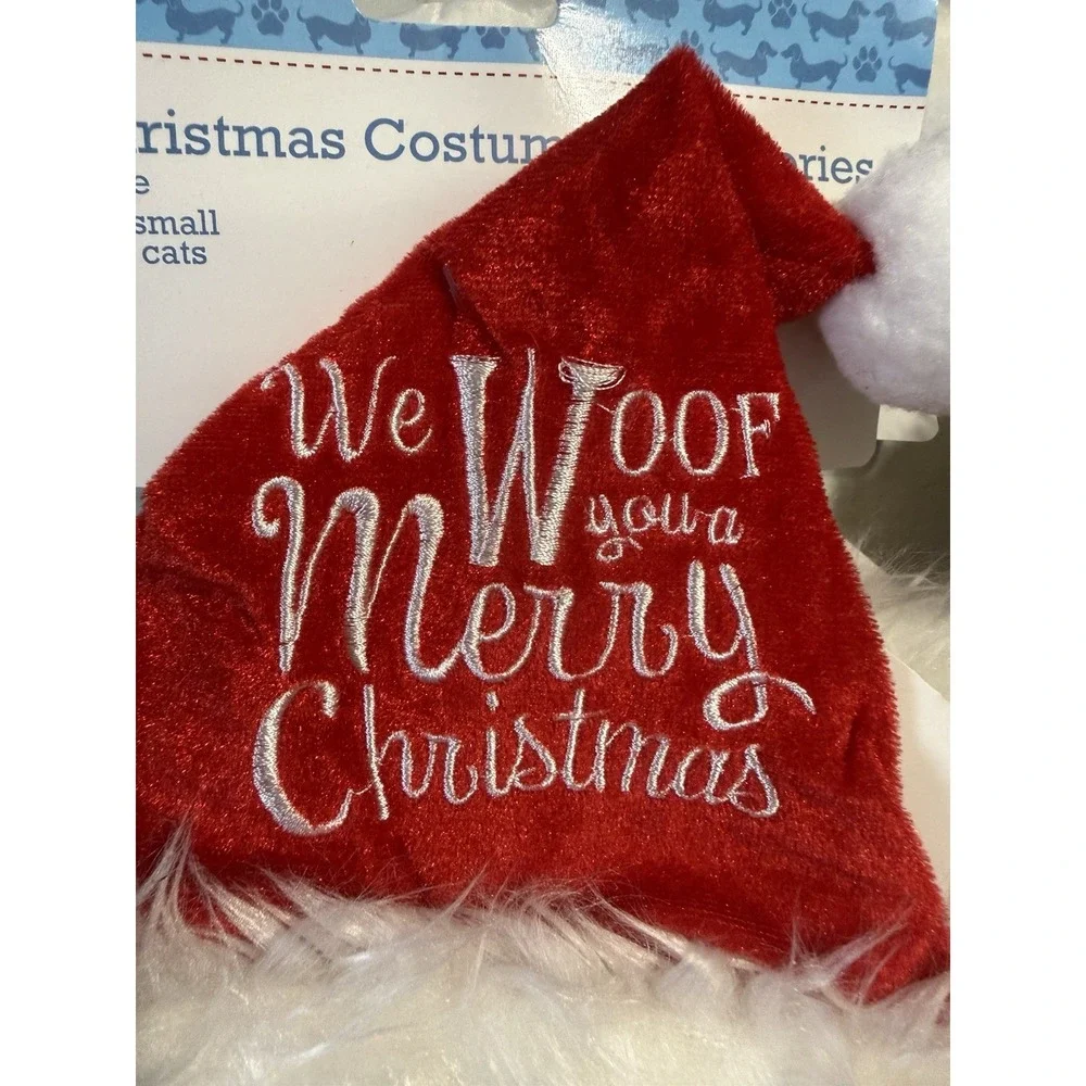 B0012-Bark & Bone Pet Christmas Santa Hat We Woof You a Merry Christmas Small